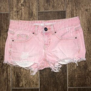 Cutoff Pink Denim Shorts